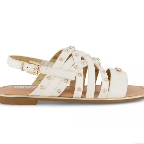 NEW! DKNY Girls White Strappy Sandals – Size 2 – Chic & Stylish ✨ NWOT - Picture 2 of 2